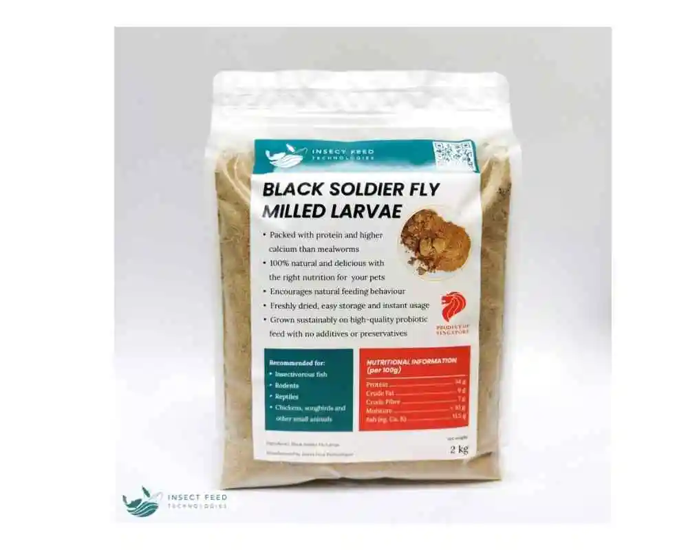 Nutritious and Healthy Best Choice Food Supplement Black Soldier Fly Insect Powder Meal (Milled Larvae) 2kg Packaging