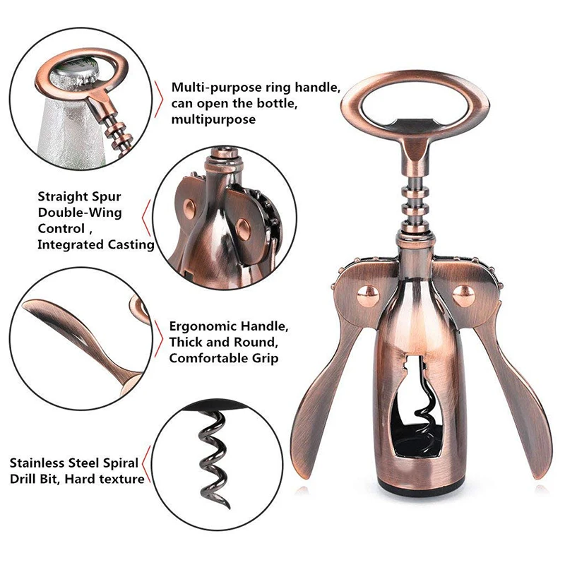 Bronze Color Reasonable Price Wing Corkscrew Wine Bottle Opener