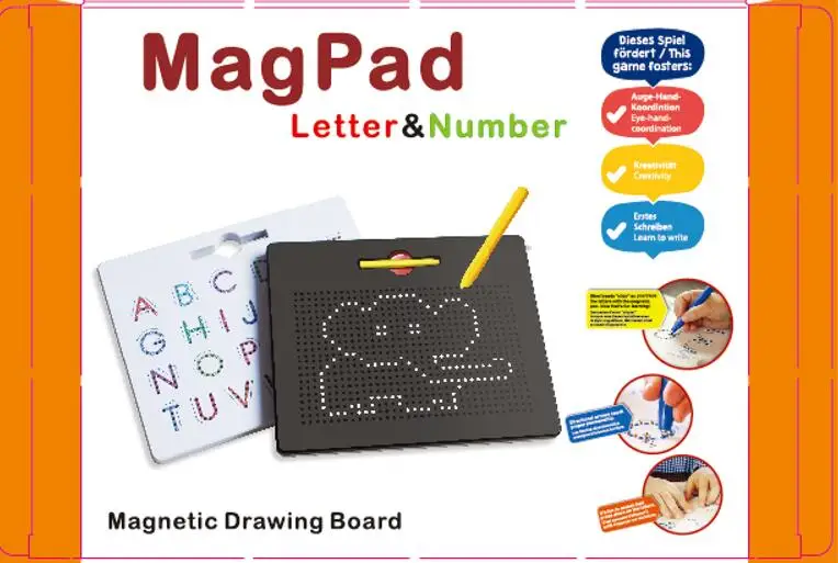2-in-1 Double Sided Magnetic Drawing Board ABC A-Z Letter, Number, and Freestyle Writing Playboard 12x10 inch magpad