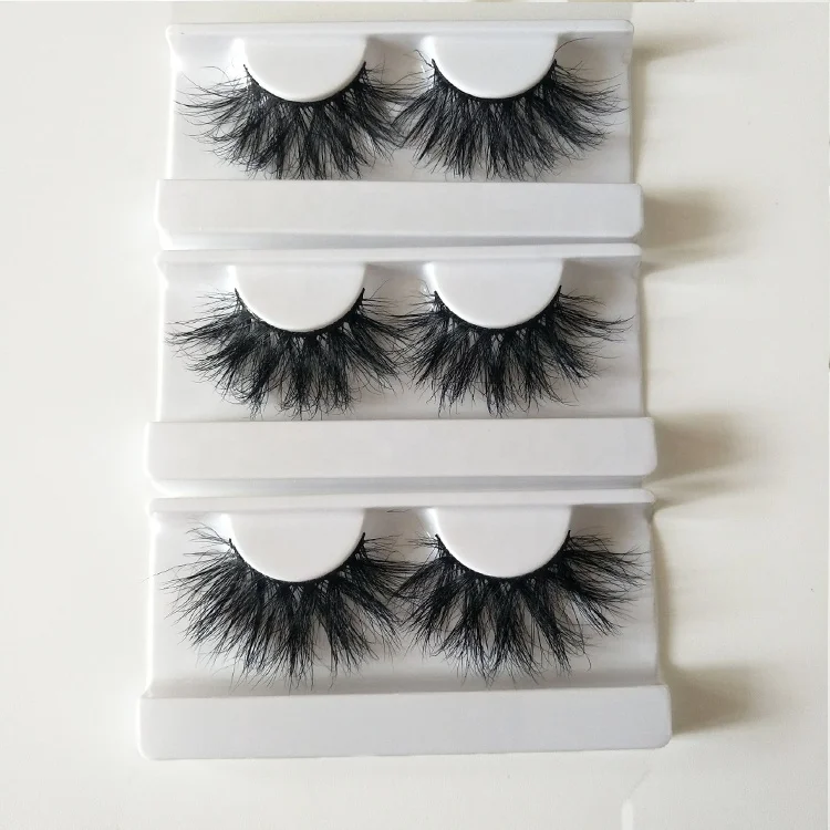 6D dramatic mink eyelash with packaging box handmade fluffy individual eyelashes 27mm long thick strip false lashes