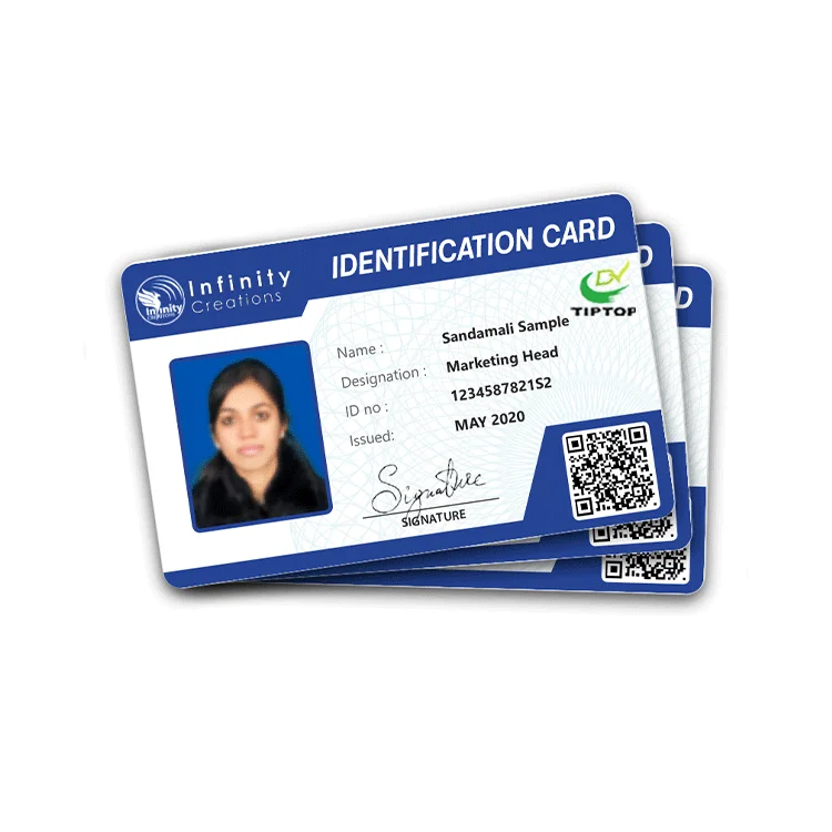 Tiptop Custom CR80 PVC Identification Card Plastic 30 mil Staff Employee Event Badge ID Card With Lanyard