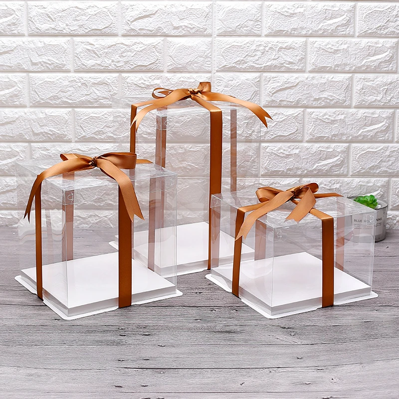 
KCCB 2020 NEW disposable plastic cake box Custom Cake Box with logo Food Grade Clear Decorative festival Birthday Cake Box 