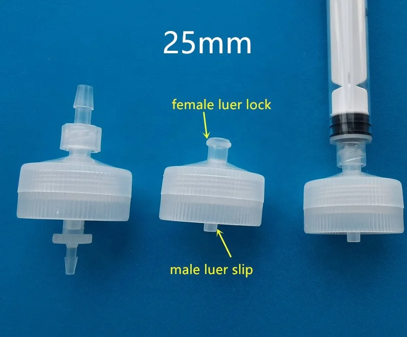 Reusable lab use female luer 13mm Plastic Membrane Syringe Filter Holder with barb tip