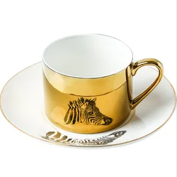 New Design Mirror Cup with Ceramic Coffee Cup and Saucer for Home Decor
