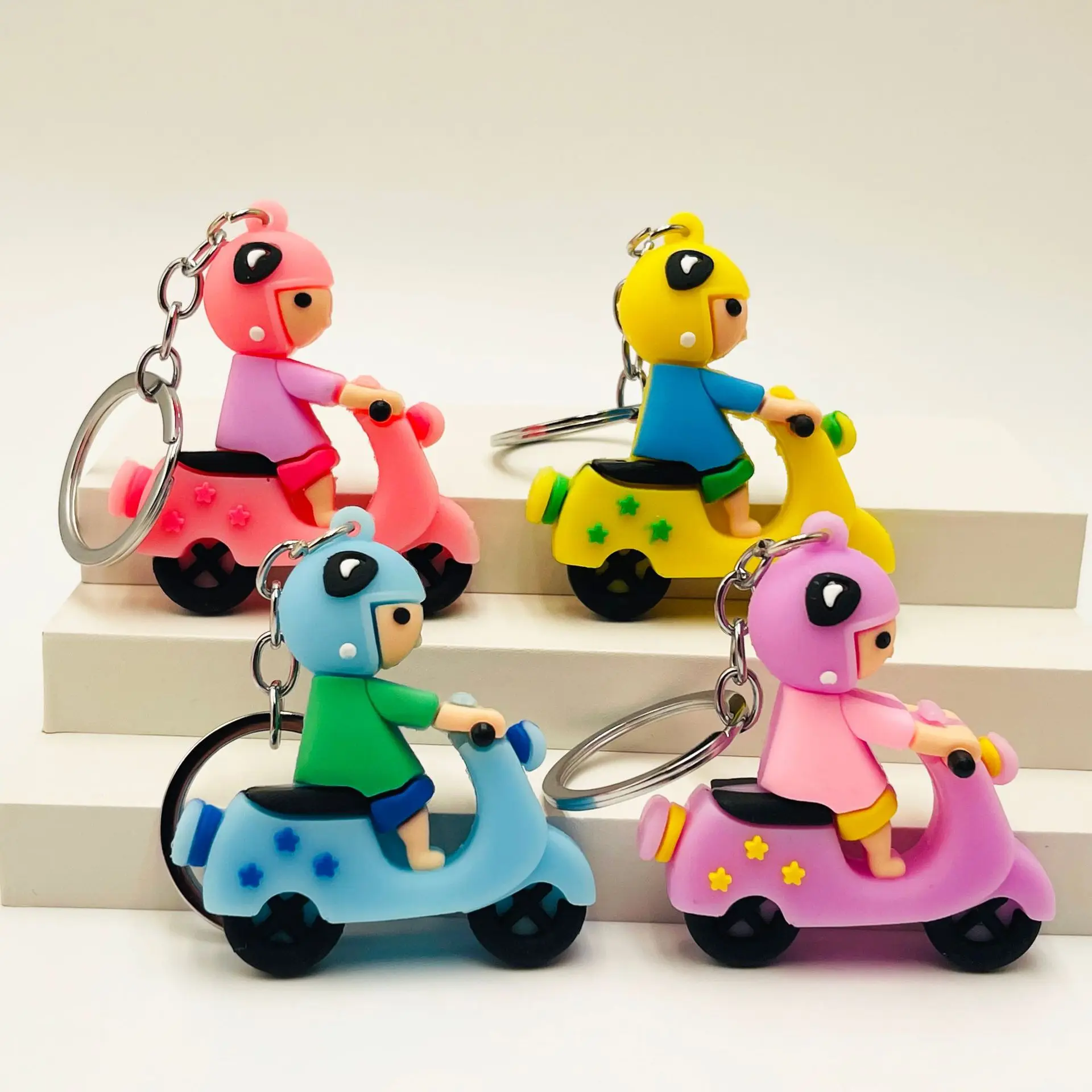 Cute Cartoon 3d Soft Rubber Car Keyring Bag Pendant Wholesale,motorbike car pvc keychain toy key tag student gift