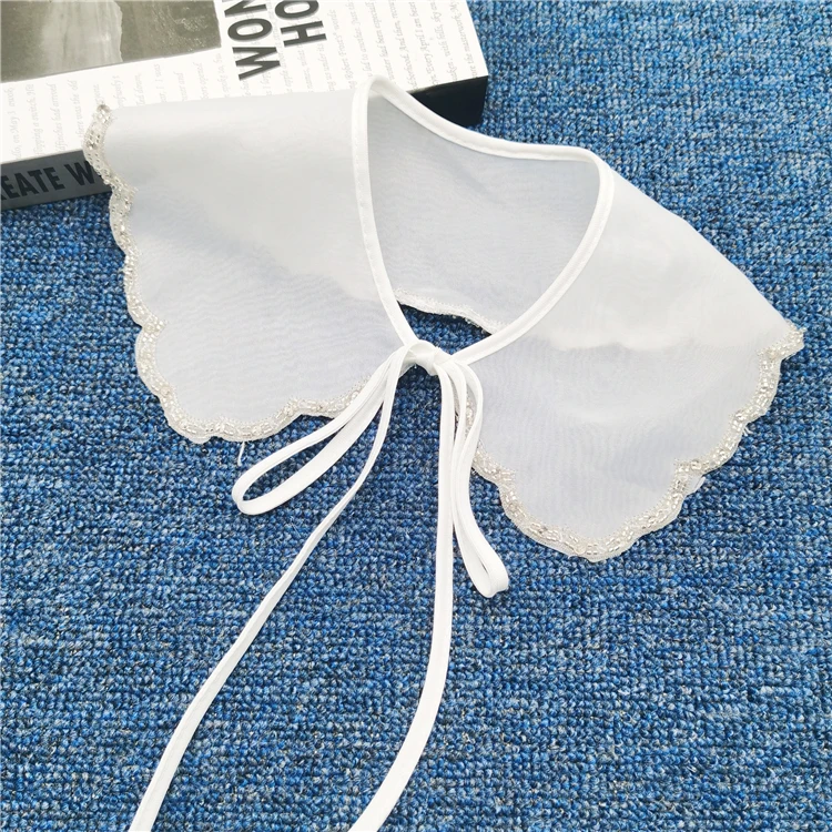 Factory custom collar wavy edge decorative Lace women white false collar detachable