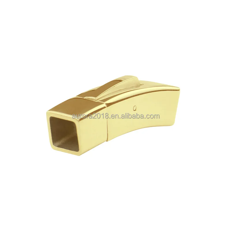 Supplier Wholesale Custom Square Hexagon Leather String Buckle Stainless Steel Wristband Clasp DIY Adornment Fittings Fastener
