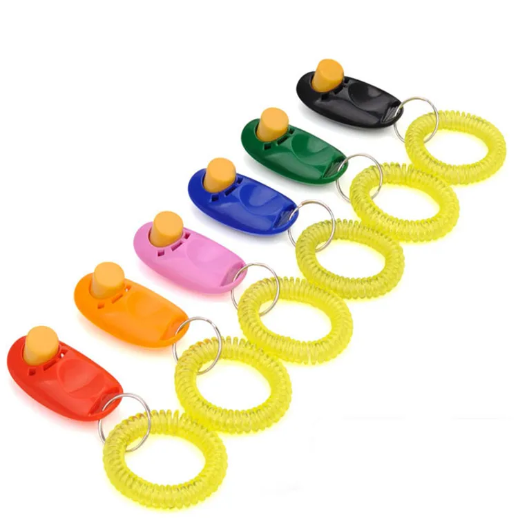 Factory direct wholesale pet cat dog training clicker with wrist strap