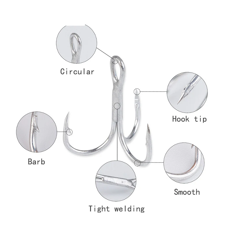 High quality treble fishing hooks with Barbs Three Claw Hooks for fishing