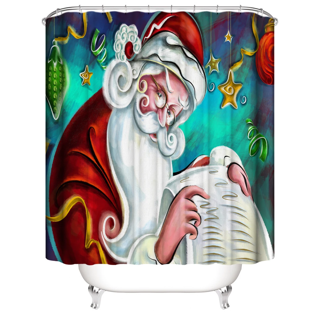 Customized Polyester Shower Curtain Mildewproof Fabric Shower Curtain Christmas