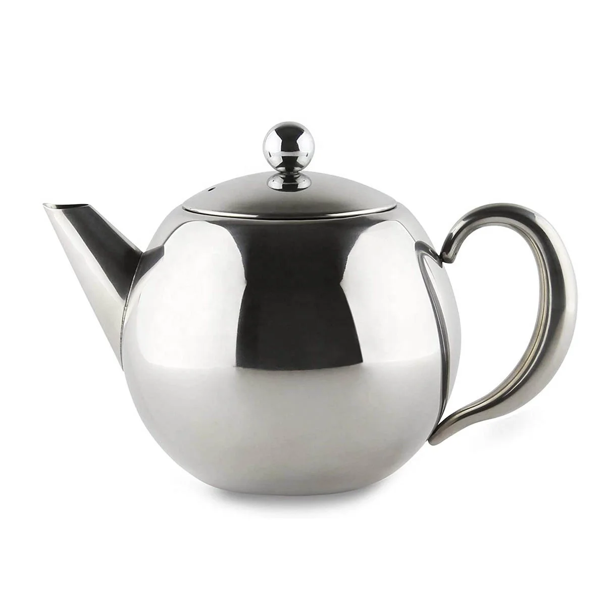 Stainless Steel Double Wall Easy Pour Tea Pot with Infuser Basket