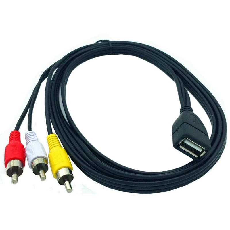 Новинка 1 5 м USB A мама к 3 RCA Phono AV кабель свинцовый ПК ТВ Aux аудио видео адаптер
