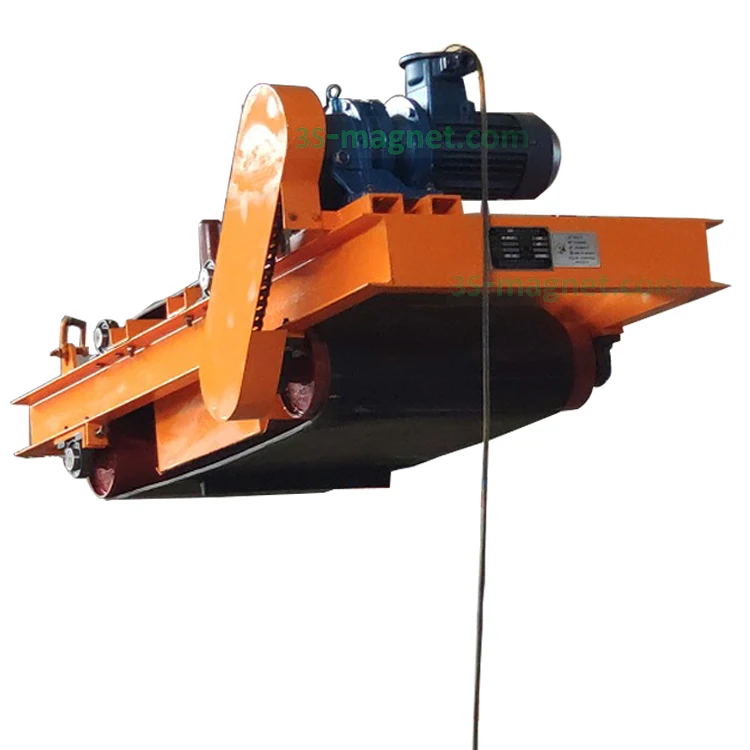 automatic cleaning coal overband suspended cross belt magnetic magnet for conveyor