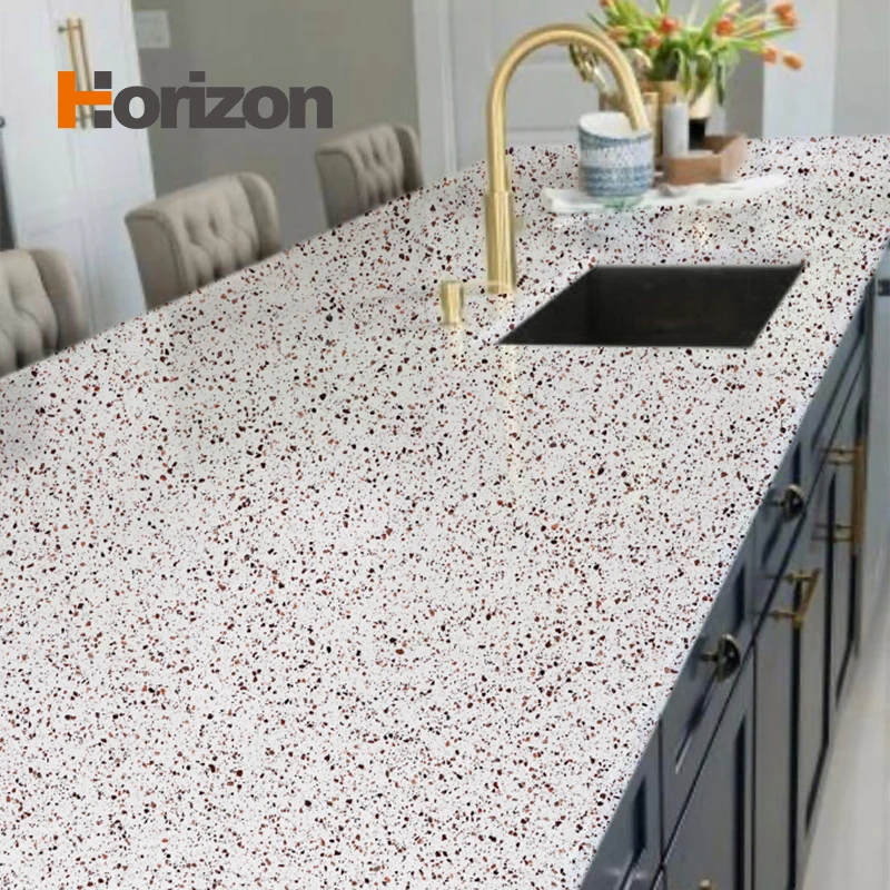 Horizon Quartz Stone Calacatta White Grey Veins Natural Marble Look Artificial Stone Slabs Wholesale Kitchen Countertops