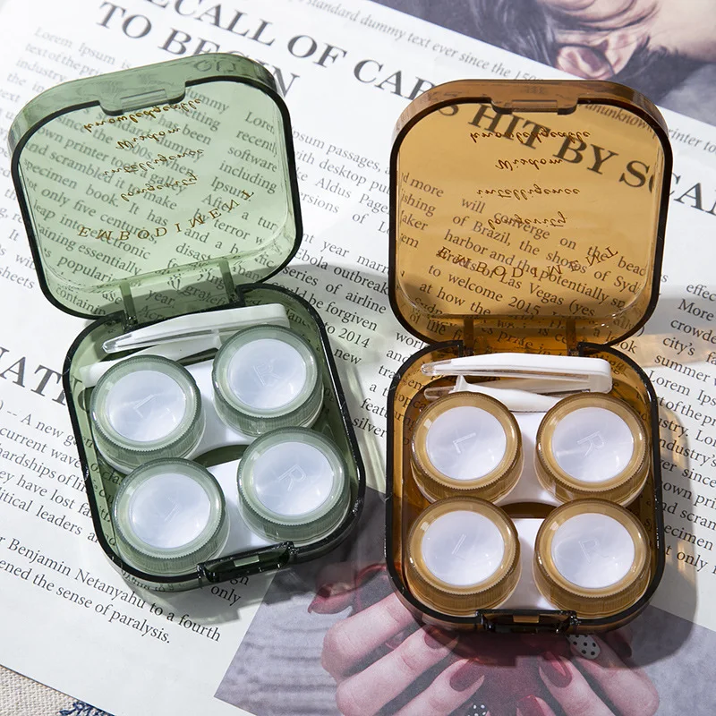 2022 New Arrival Simple Solid Color Translucent Contact Lens Case Exquisite Contact Lens Storage Nursing Case