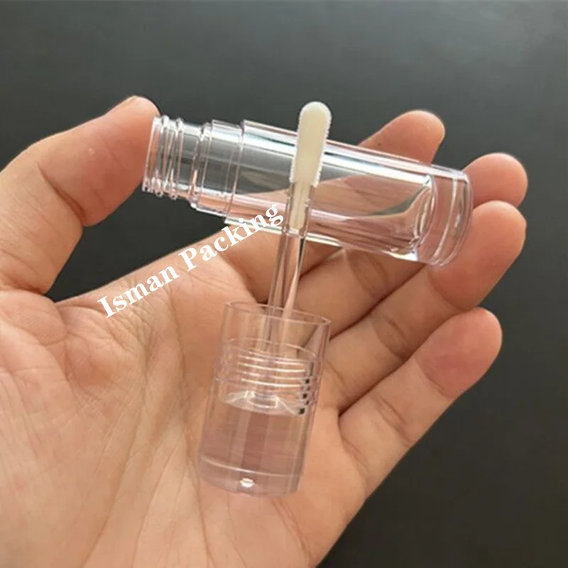 Cylinder new style 5ml crystal clear lip gloss wand tubes empty transparent liquid lipstick container with applicator