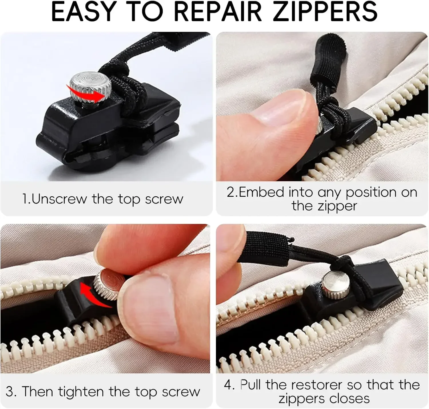 Removable Zipper Head Repairer Universal Replacement Metal Zipper Accessory Backpack Coat Jacket Garment Tool