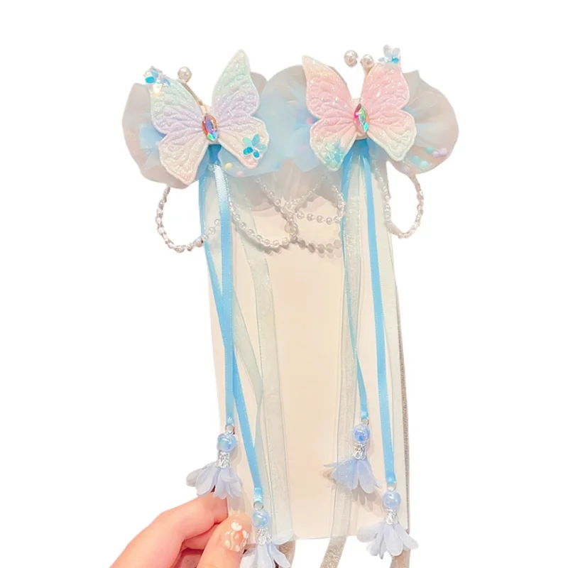 Baiyiyuan Elegant Gradient Wings Artificial Butterfly Hair Decoration Lovely Girls Hair Clips for Kids Free Shopping