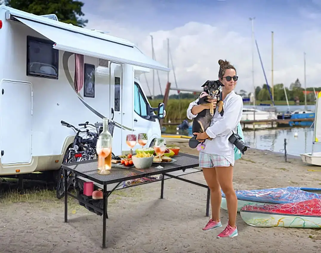 Outdoor Garden Picnic Portable Rectangle collapsible Dinning Table wood foldable BBQ Camping Self- driving tour egg roll table