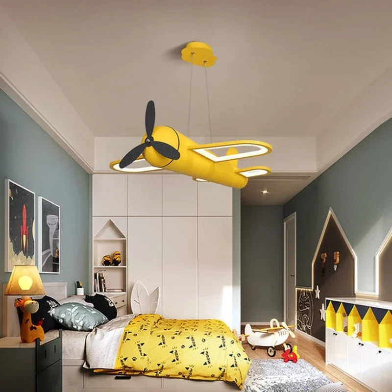 Creative Simple High-end Children Lamp Bedroom Room Decor Kindergarten Cartoon Iron Butterfly-shaped Airplane Chandelier