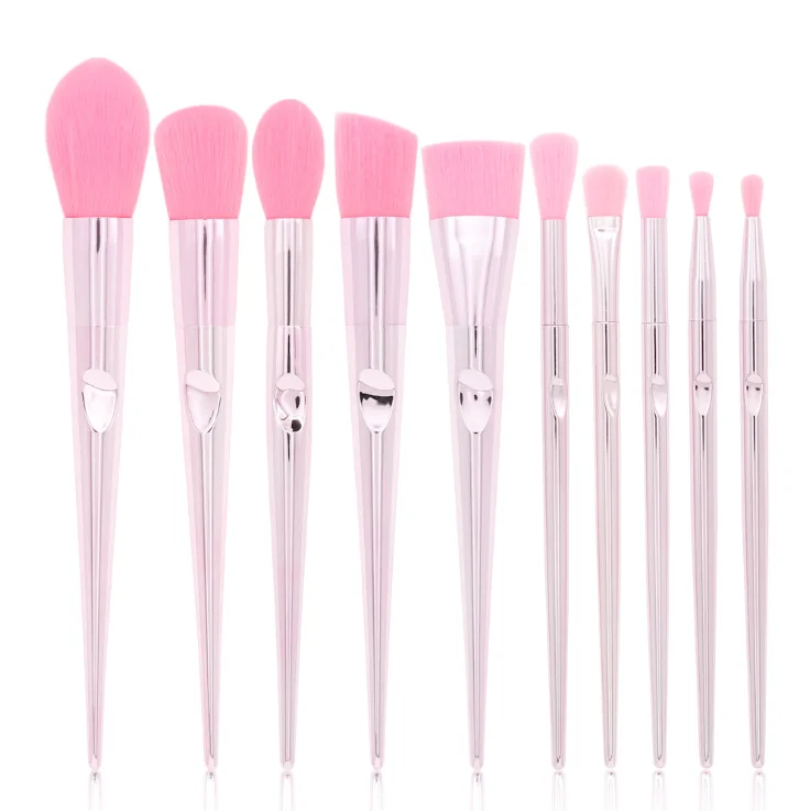 
10 Pcs Portable Aluminum Handle Makeup Brushes For Pink Laser Bag Thumb Makeup Kit 