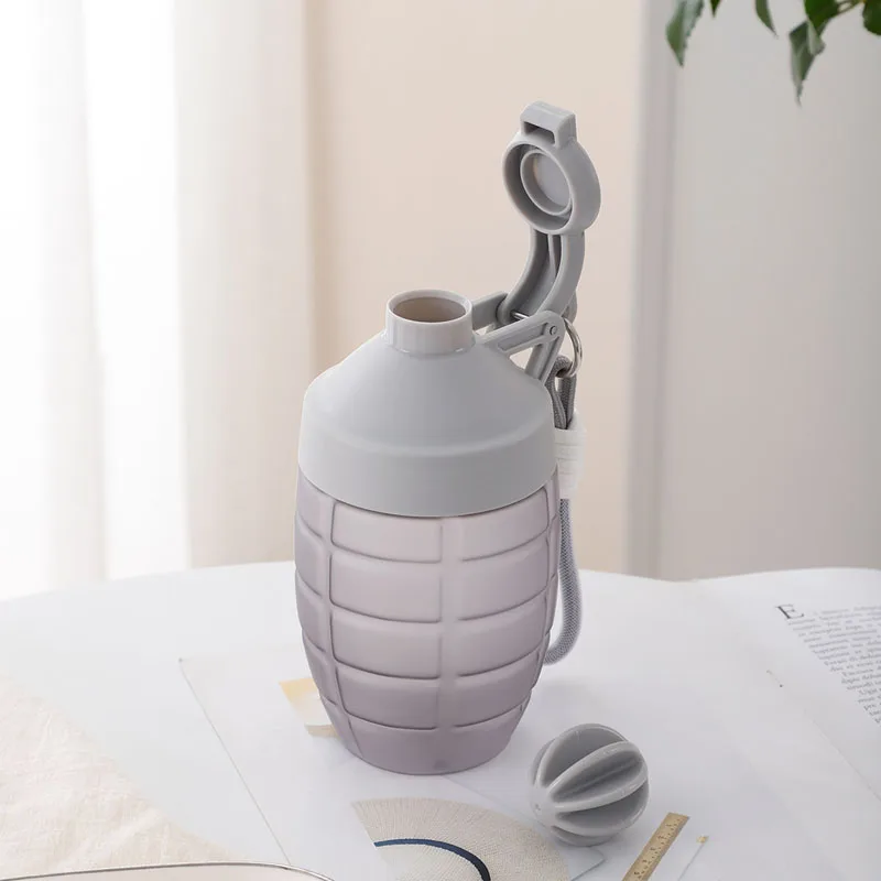 600ml  grenade shape Water Bottle BPA Free leak Proof Motivational Large Water Bottle Jug custom logo