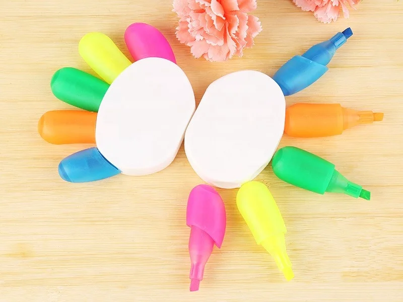 Fancy palm 5 in 1 fingers highlighter pen cute colorful office student marker highlighter pen custom LOGO