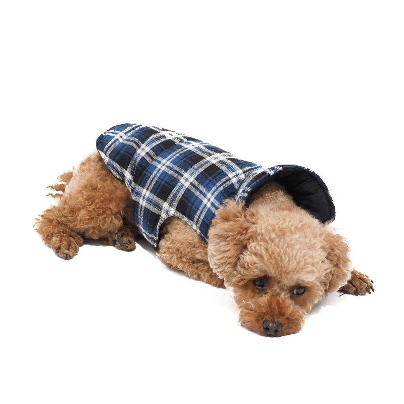 LS peppy buddies new design very popular whole sale reversible double side Christmas plaid check puffer jacket dog coat  apparel