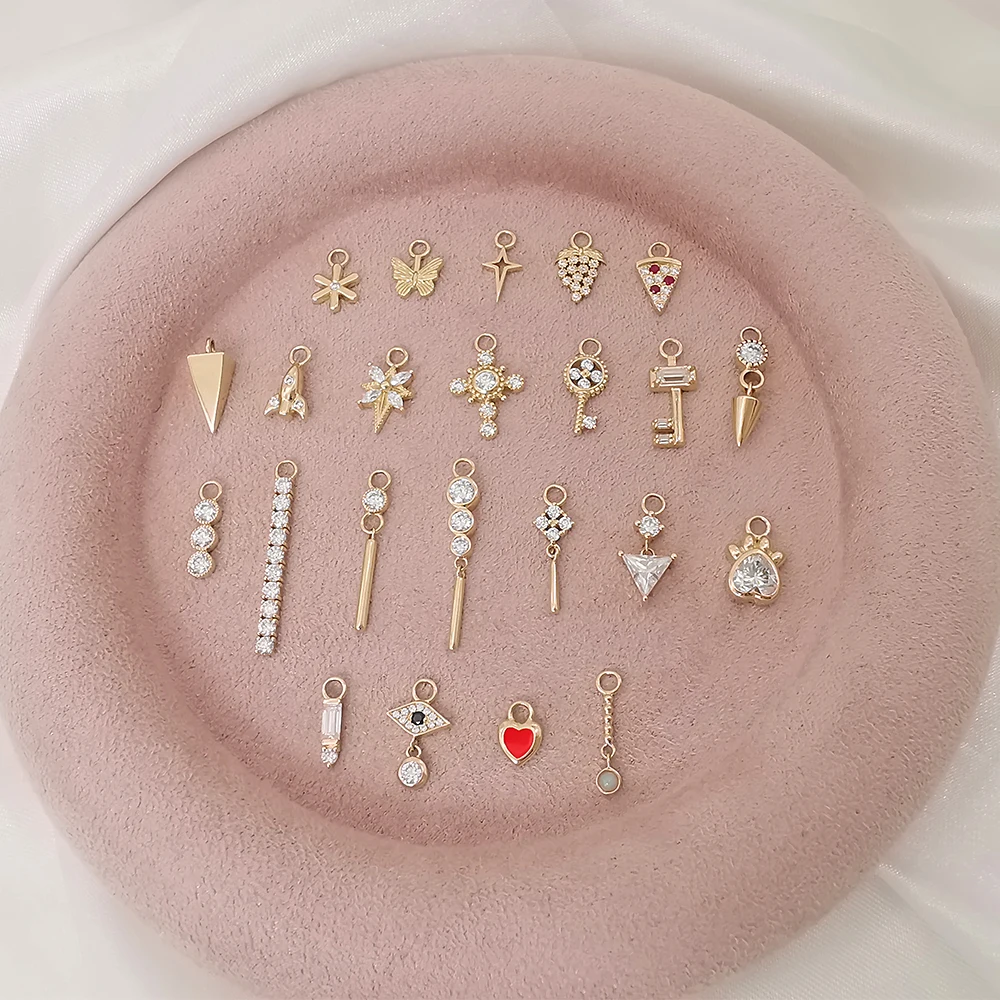 Personalized Pendant OEM ODM Opal Custom AU585 Jewelry Accessories 14K Solid Gold Jewelri Earring Diy Charm