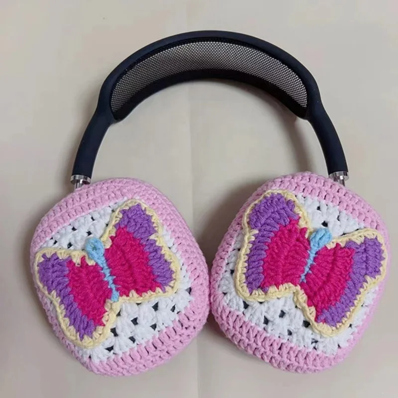 Hot Sale High Quality  Fashion Crochet Headphone Cases  Butterfly Design Crocheted Headphone Cover For AirPods Max