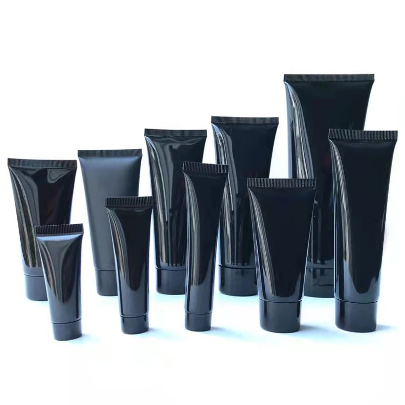 10ml 20ml 30ml 50ml 100ml 120ml 150ml 200ml black PE Plastic Empty Squeeze  Hand Cream Tube Cosmetic Packaging Tubes in store