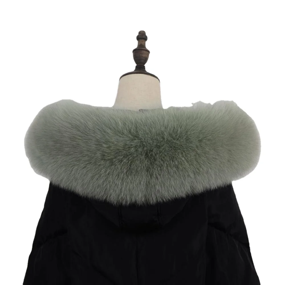 
Wholesale Customized Fashionable High Quality Real Fox Fur Collar Fox Fur Lining Removable Hooded For Fur Parka 
