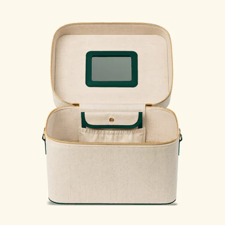 Custom makeup cosmetics bags hard cases zipper makeup organizer beauty portable canvas large travel cosmetic case with mirror