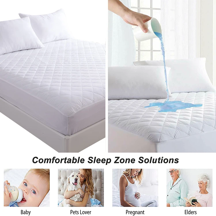 Premium Quilted Fitted Mattress 4-layer Breathable Noiseless 100% Waterproof comfortable