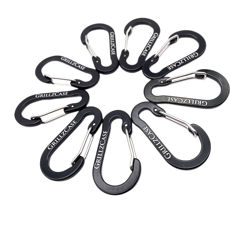 Wholesale 2kn Custom Logo Small Lock Climbing Keychain Snap Hook Safety Heavy Duty Metal Spring Clip Hook Aluminum Carabiner