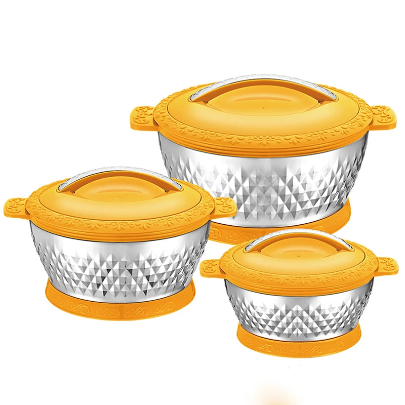 Insulated Hot Pot Casserole Double Wall Food Warmer Casserole Set Of 3 With Stainless Steel Handles