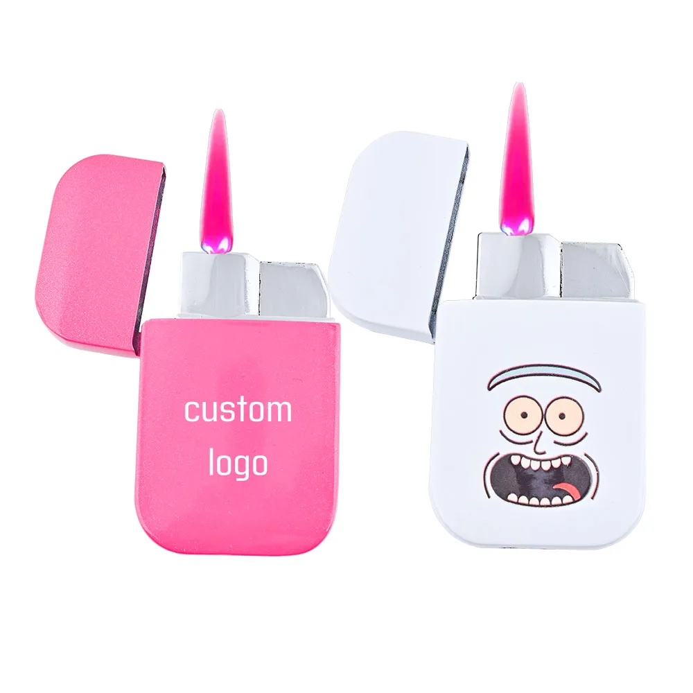 custom portable windproof torch lighter pink flame windproof cigarette flame lighters custom logo