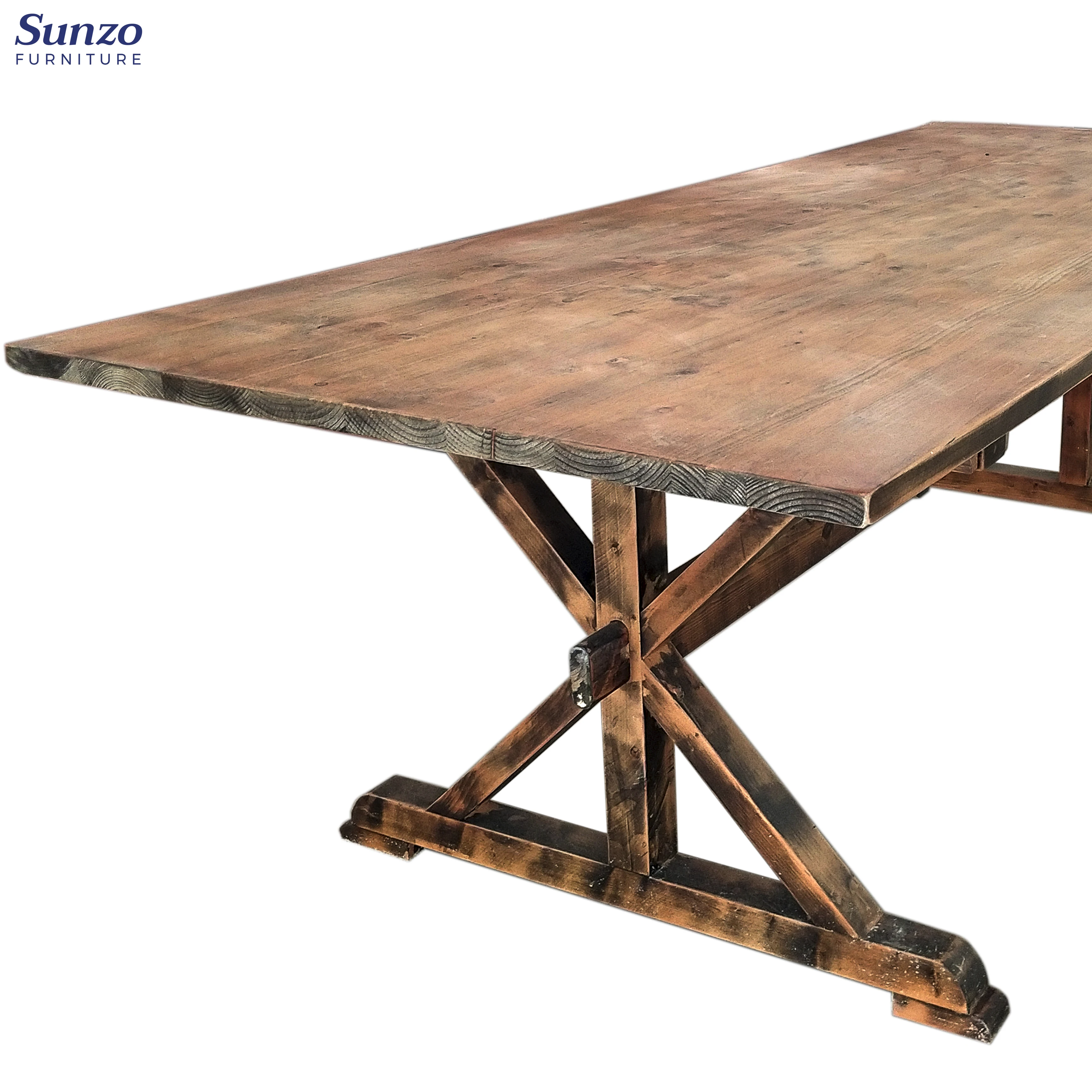 Solid Wood Folding Farm Tables Event Rental Rustic French Solid Wood Dining Farmhouse Table For Wedding