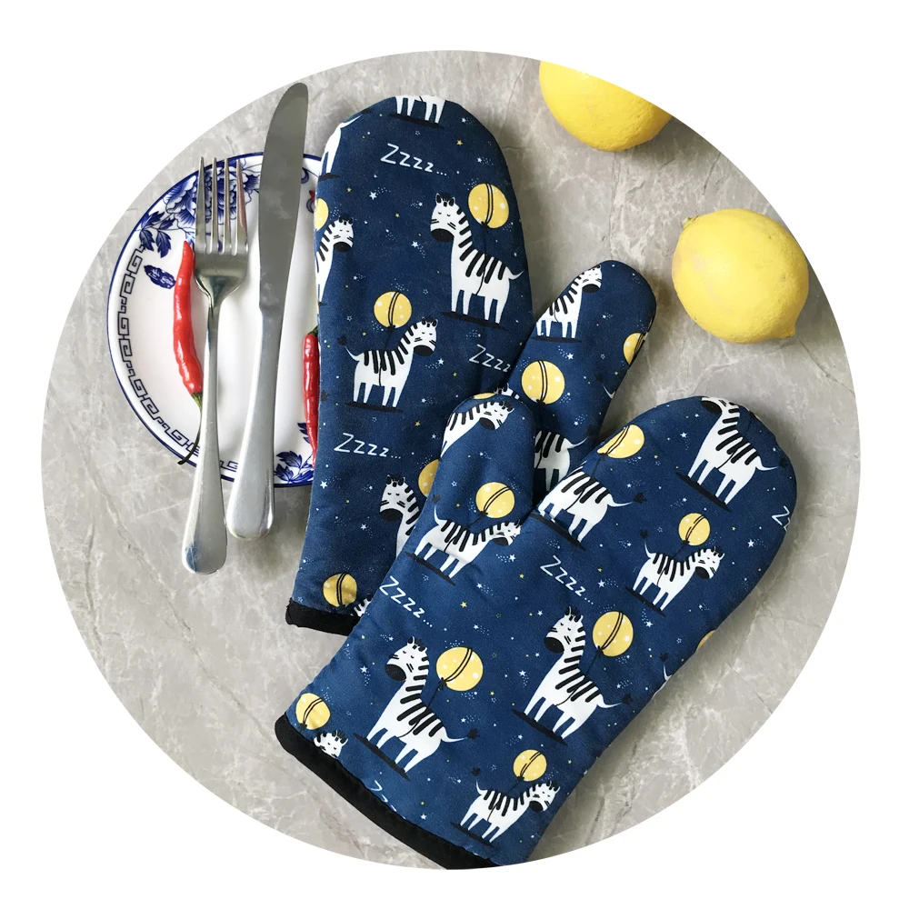 Heat Resistant Non Slip kitchen cotton Oven Gloves Oven mitts with TC Lining