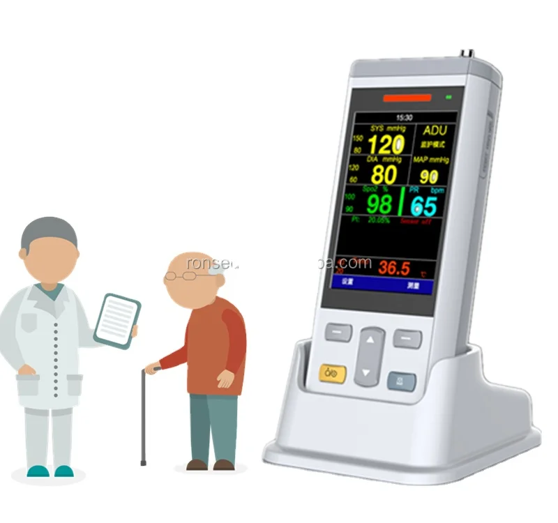 2023 Blood Pressure /Pulse Oxmetery/ Temperature /Heart Rate 4 Parameters Patient Monitor Vital Sign Monitor