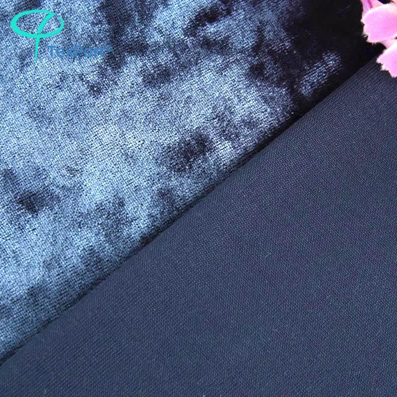 Factory Weft Knit Velour Polyester Spandex 4 Way Stretch Ice Crushed Velvet Fabric For Clothing Sofa Chairs Garment 270GSM