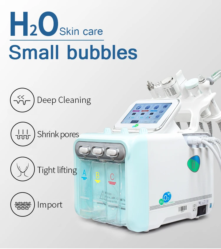 6 In 1 Oxygen Jet Peel Oxygeneo High Frequency Crystal Microdermabrasion Rf Hydra Diamond Dermabrasion H2O2 Facial