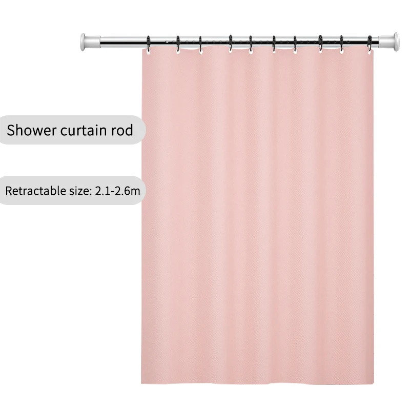 
Wholesale adjustable metal stainless steel curtain rod spring bathroom rod shower telescopic rod does not hurt the wall 