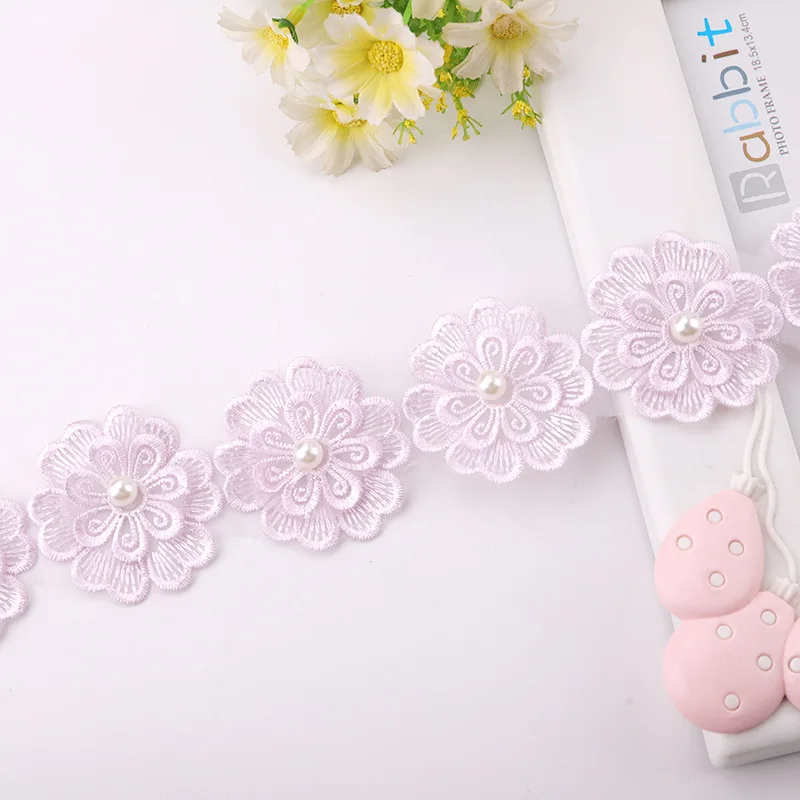 Manufacturers new popular wedding dress footwear clothing accessories lace handmade organza net nail bead edge