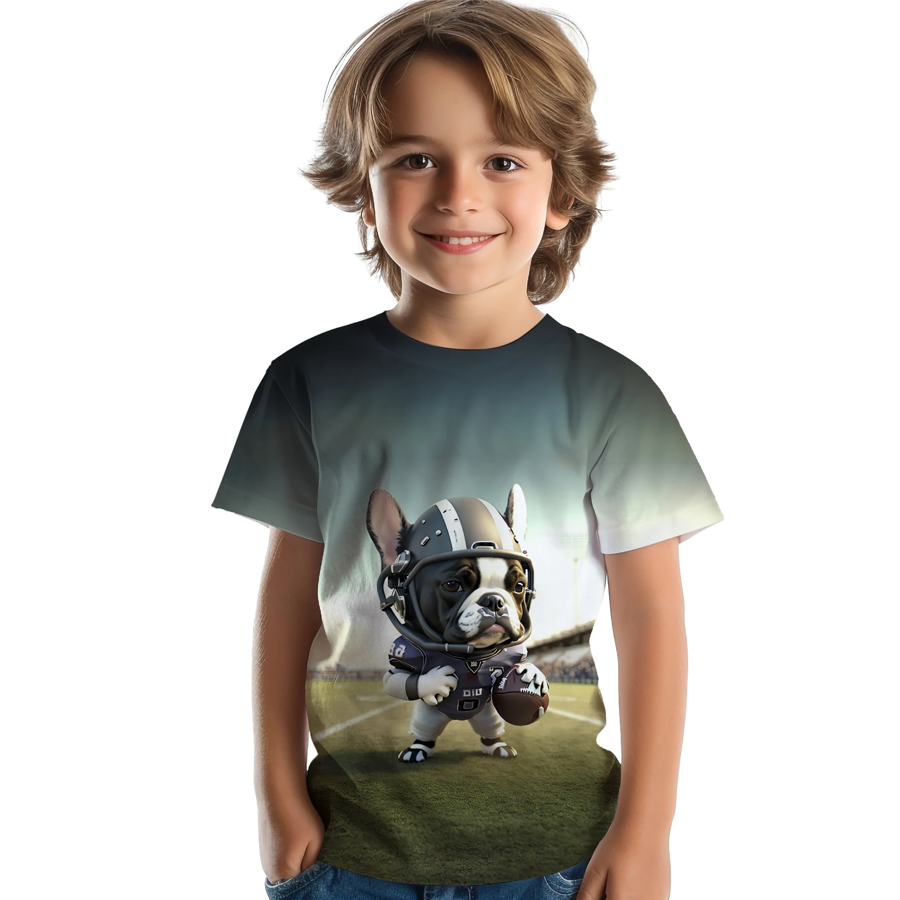 2024 custom logo 3d Digital Printing design shirt for boys 4 to 12 years old summer Tees kids wear child clothing t shirt