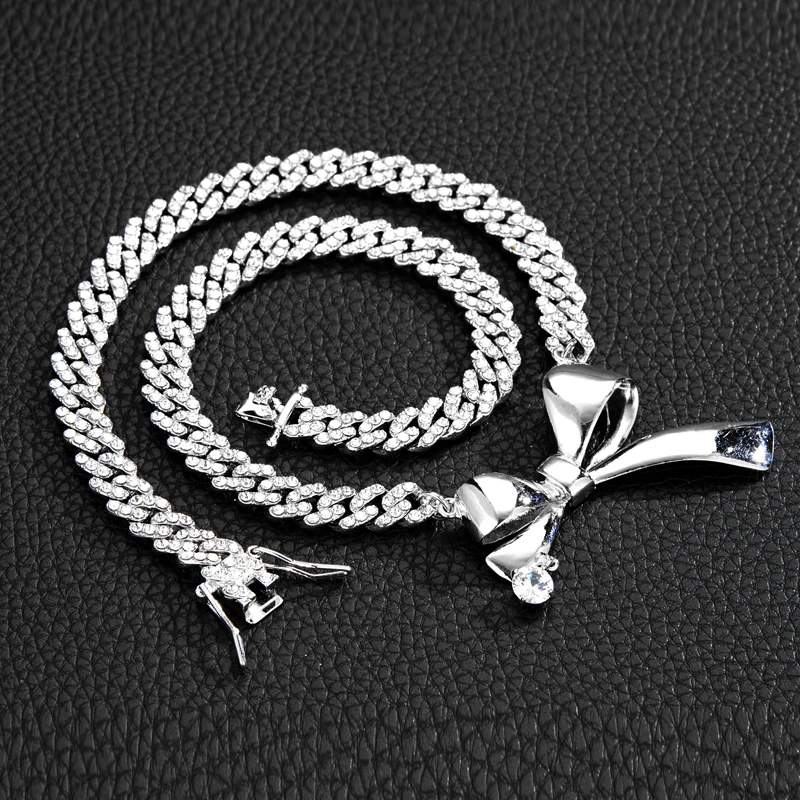 Yobetter Iced Out Luxury Butterfly Pedant Choker Necklace Women Charm Full Diamond Shiny Silver Gold Accessory