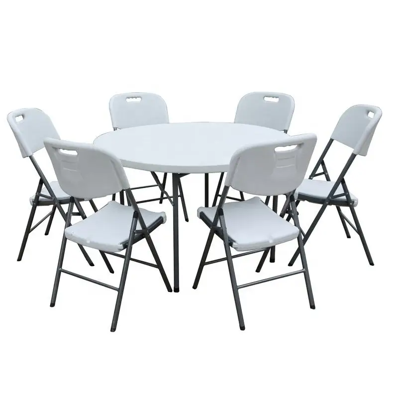 Hotsale 10 People Outdoor Banquet Table Plastic Round Folding Table Chair Table For Wedding Party