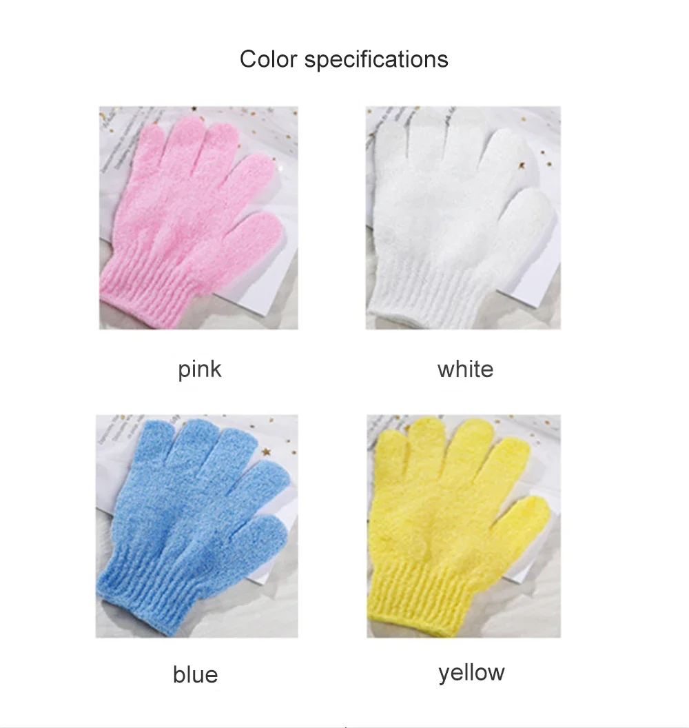 2025 JIESHEN 100% natural body Exfoliating Five-Finger Bath Gloves Shower Scrub Cleaning Body Massage Glove Bath Accessories
