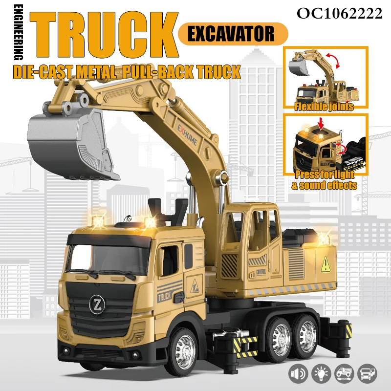 Simulation sound lighted up controlled excavator diecast toys mini cars and trucks for 12 years old kids for sale