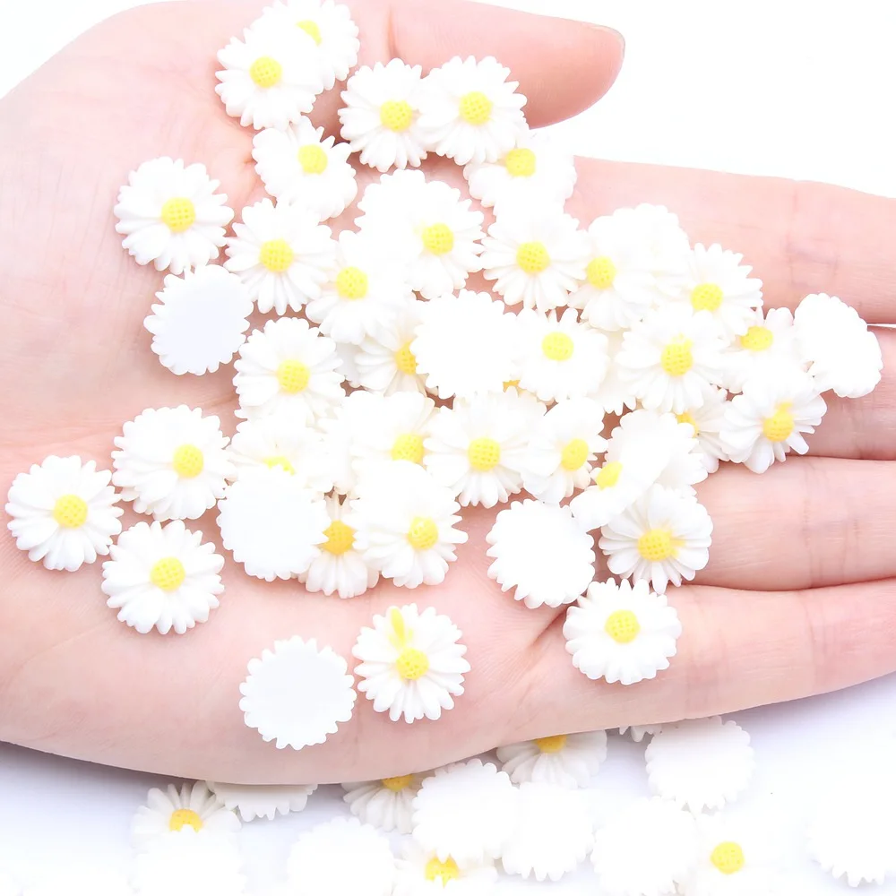 Cute Kawaii Craft Supplies DIY Sunflower Cabochon Charms Flatback Beads Daisy Flower Resin Charm for Phone Case Charm